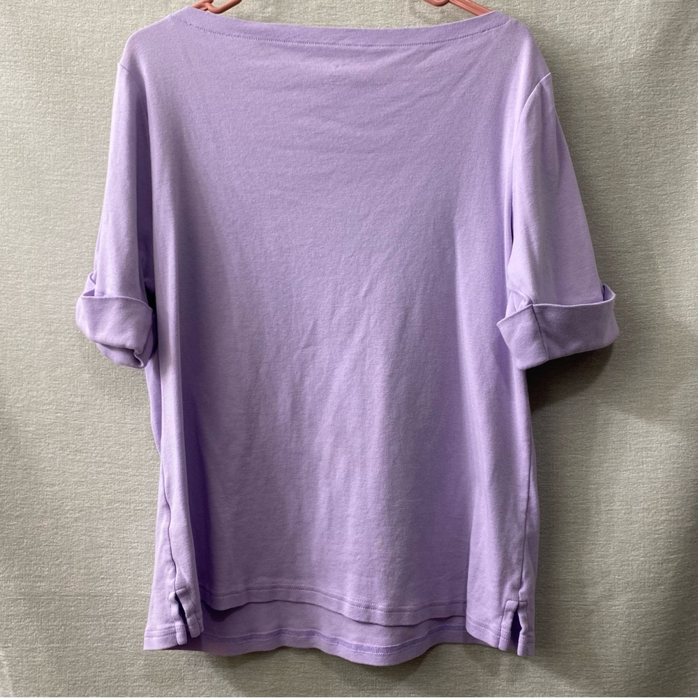 Lavender Women's Top Rolled Sleeves - Picture 3 of 3